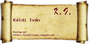 Káldi Iván névjegykártya