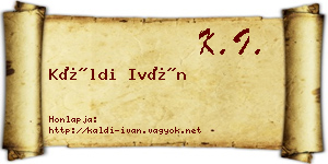 Káldi Iván névjegykártya
